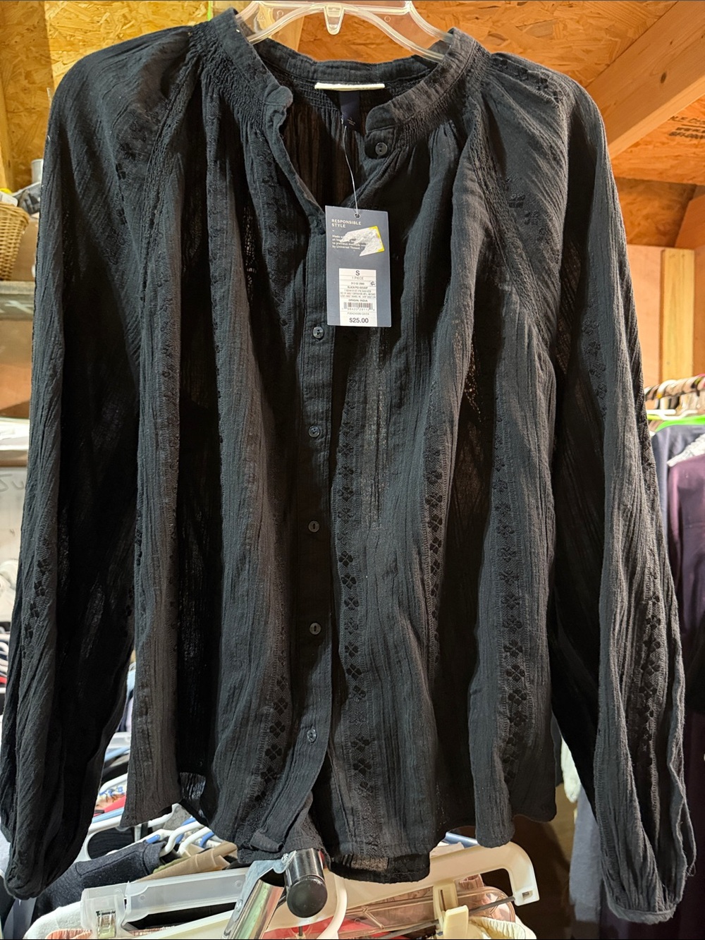 Universal Thread Black Textured Button-Front Shirt Jacket